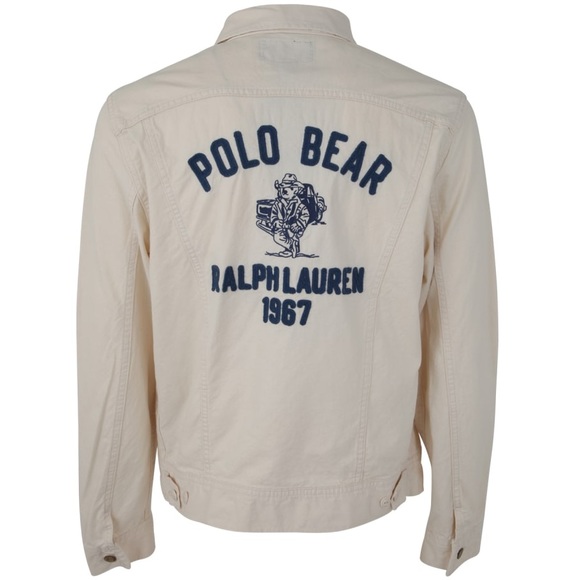 Polo Ralph Lauren Other - NWT POLO RALPH LAUREN Men's Polo Bear Embroidered Trucker Jacket, White Denim, L